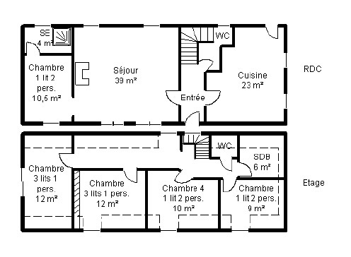 Plan du gîte 12 personnes